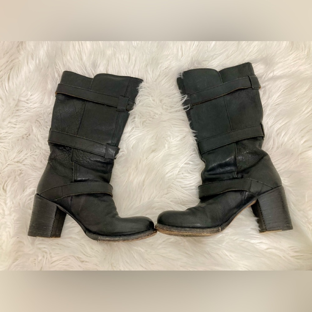 Fiorentini + Baker Tall Black Leather Eternity Heel Buckle Boot Black 38… - Picture 5 of 14